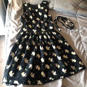 Girls holiday dress w/ unicorns